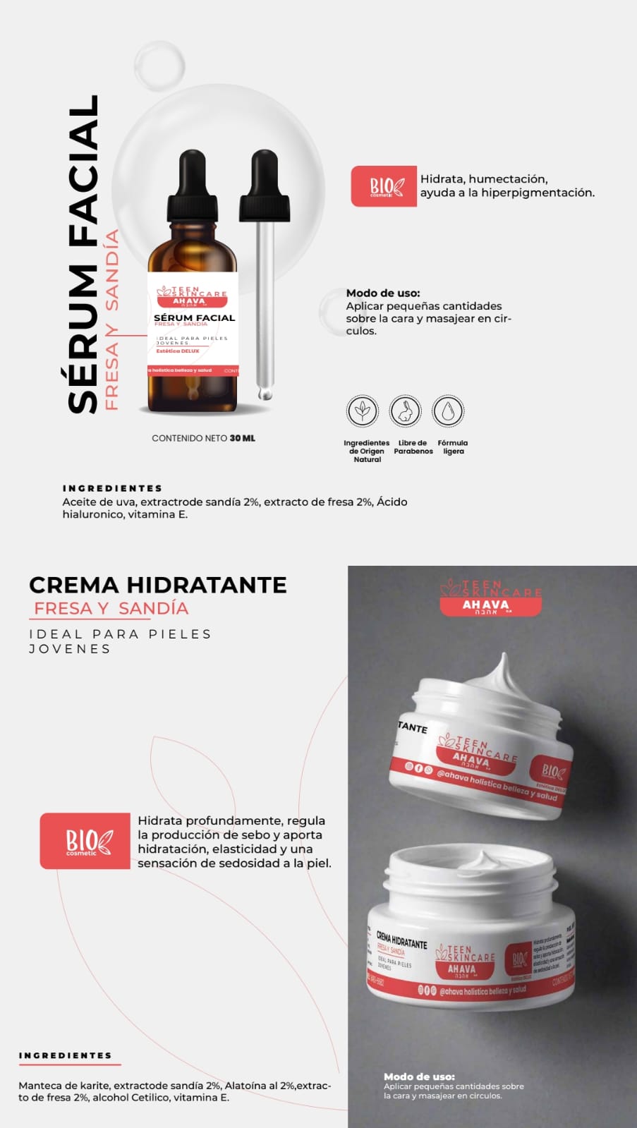 DUO  SERUNM Y CREMA HIDRATANTE FRESA SANDIA PILES JOVENES